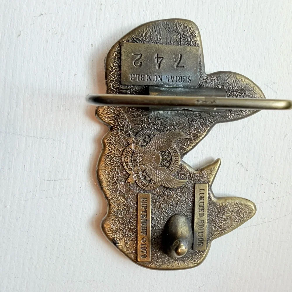 Three Brass Pig Belt Buckle